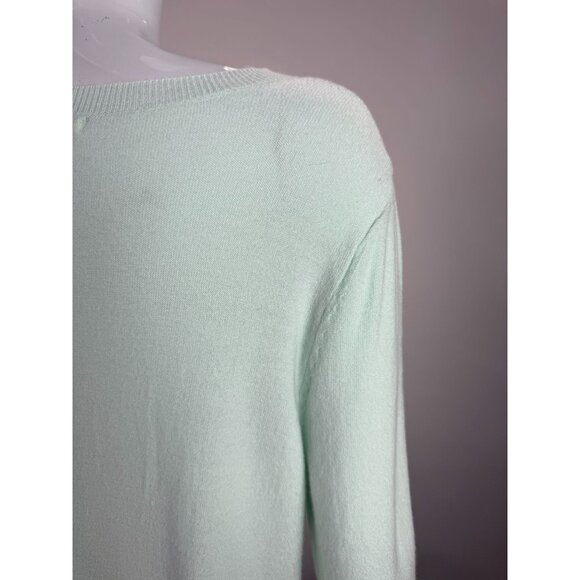 Cato Womens Mint Green Sweater With Sheer White Layered Hem Size S Lightweight - Picture 16 of 16